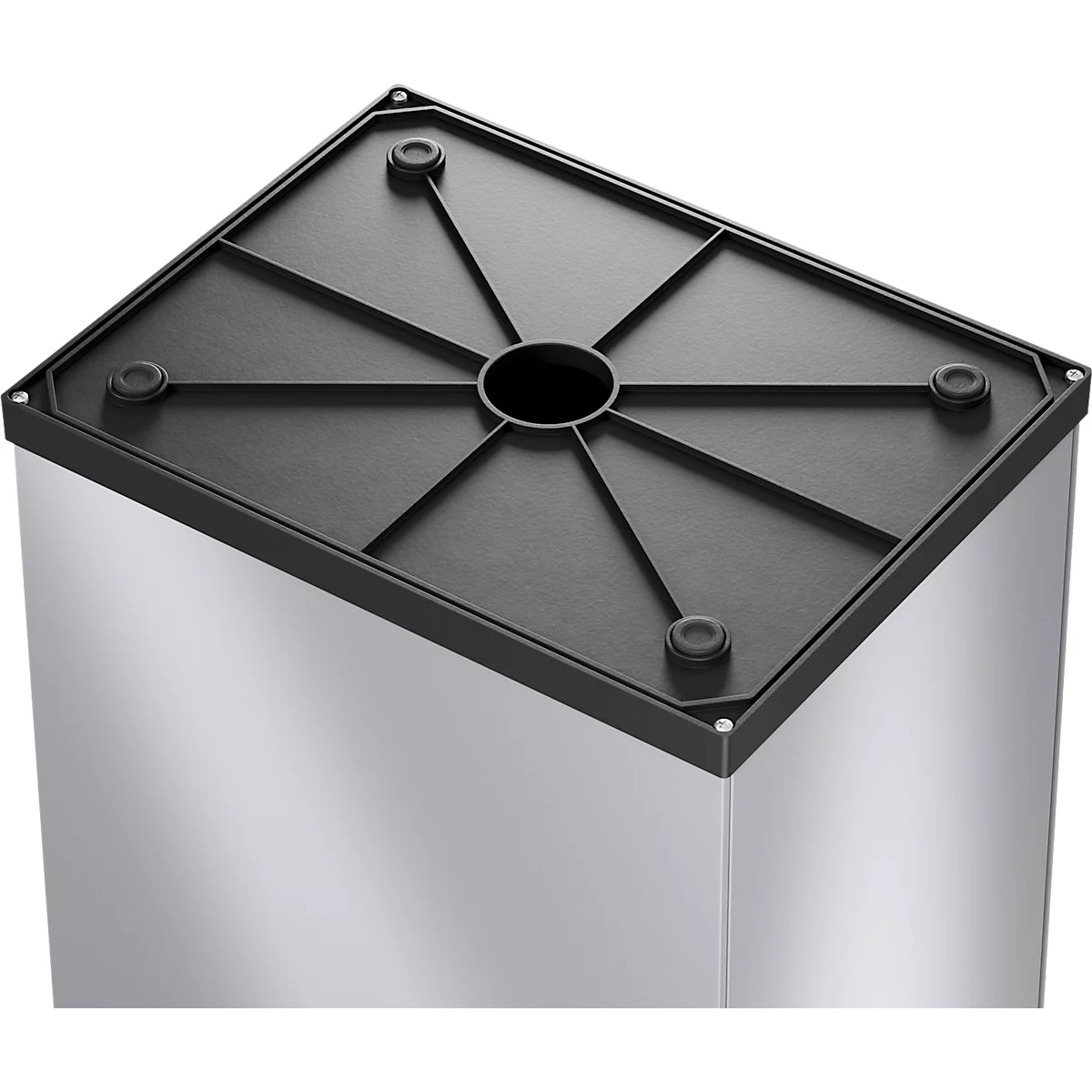 Collecteur de déchets Big-Box Swing L Hailo, 35 L, rectangulaire, couvercle basculant, tôle d'acier, argent