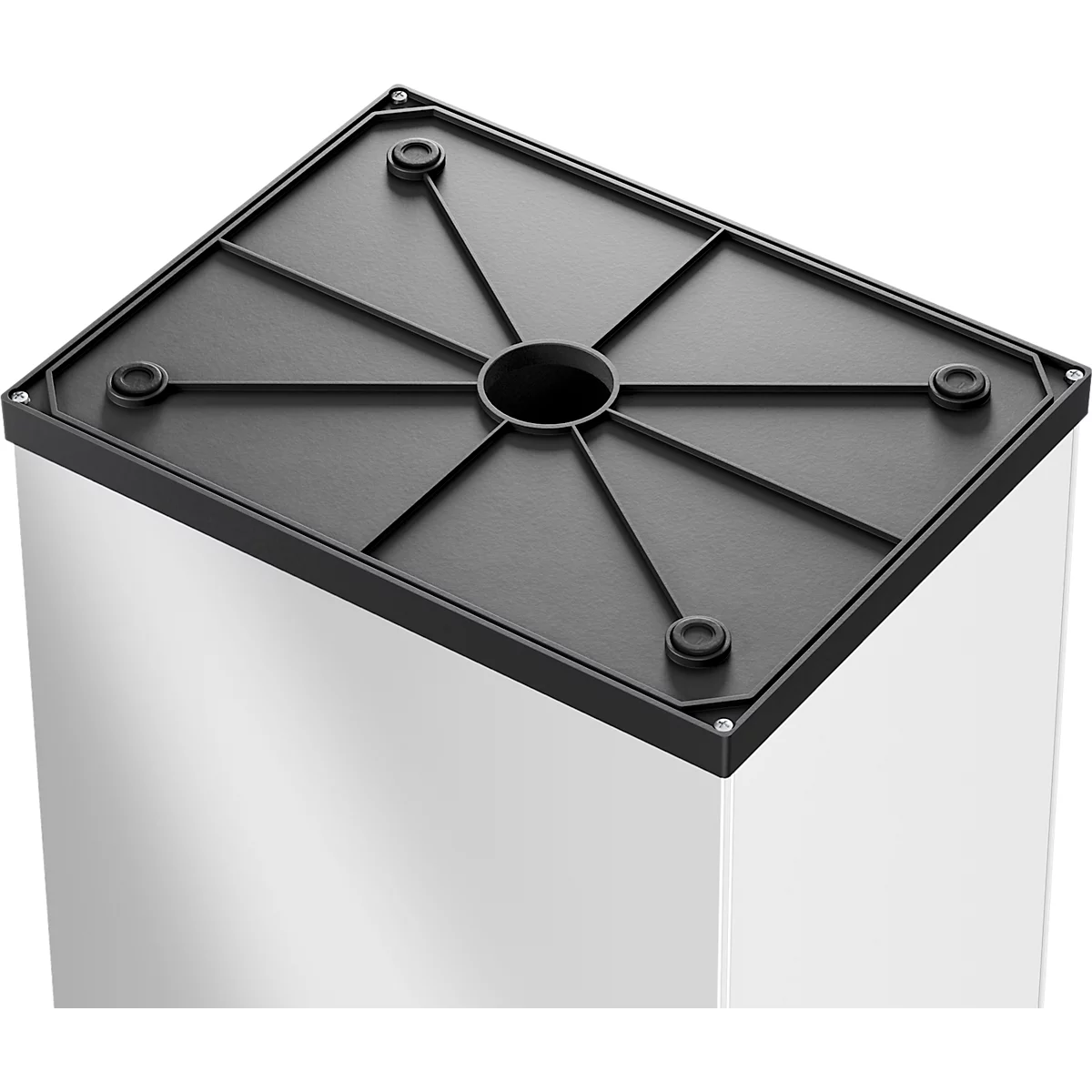 Collecteur de déchets Big-Box Swing L Hailo, 35 L, rectangulaire, couvercle basculant, tôle d'acier, blanc