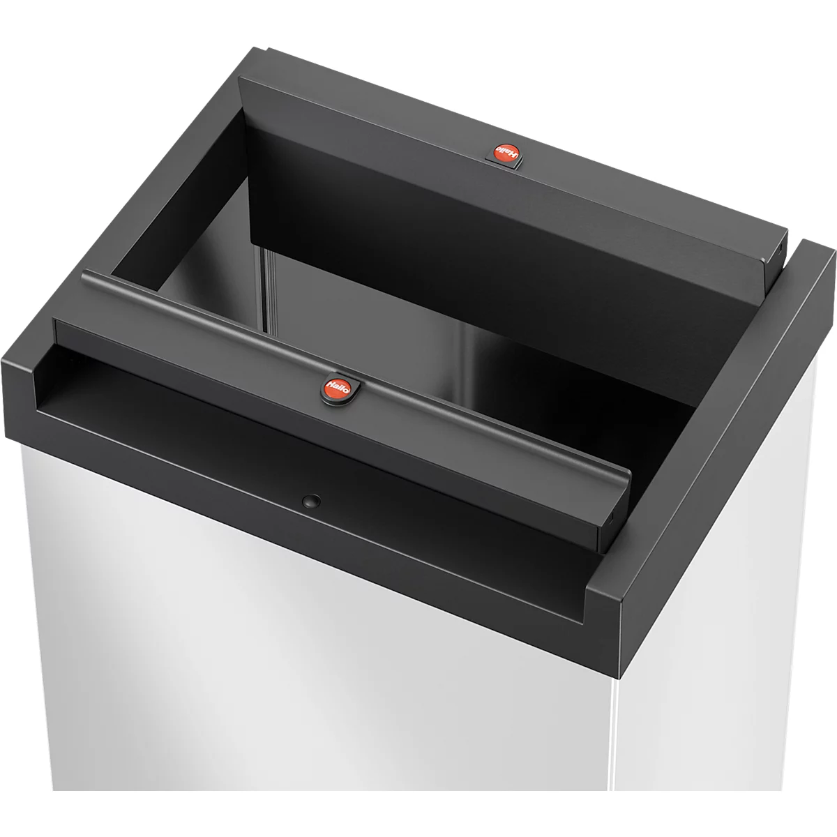 Collecteur de déchets Big-Box Swing L Hailo, 35 L, rectangulaire, couvercle basculant, tôle d'acier, blanc