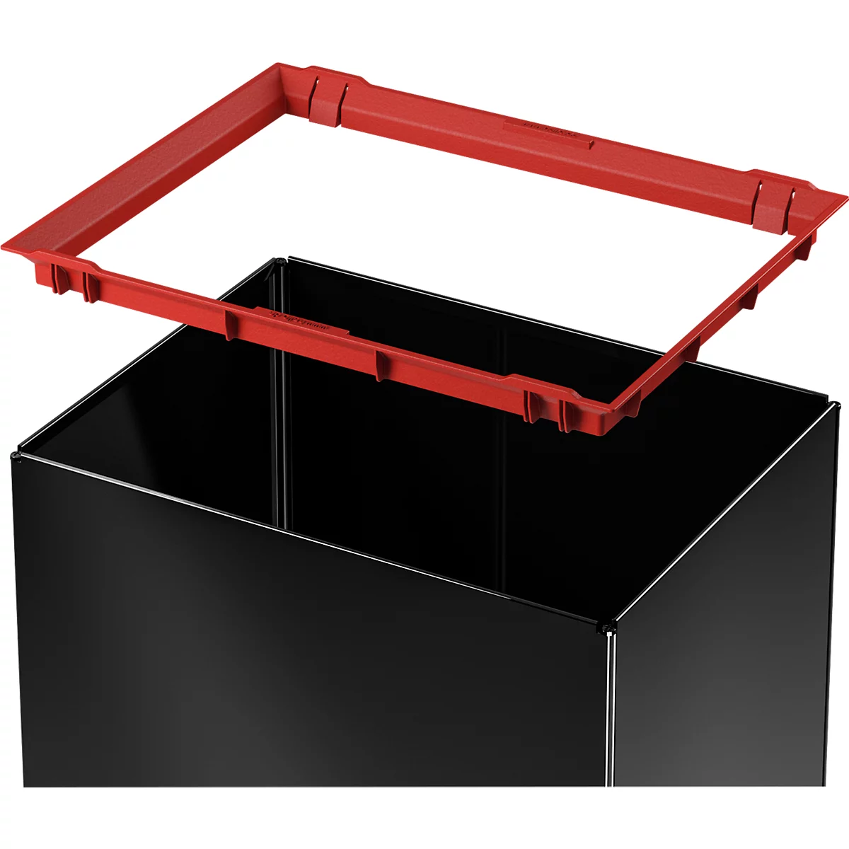 Collecteur de déchets Big-Box Swing L Hailo, 35 L, rectangulaire, couvercle basculant, tôle d'acier, noir