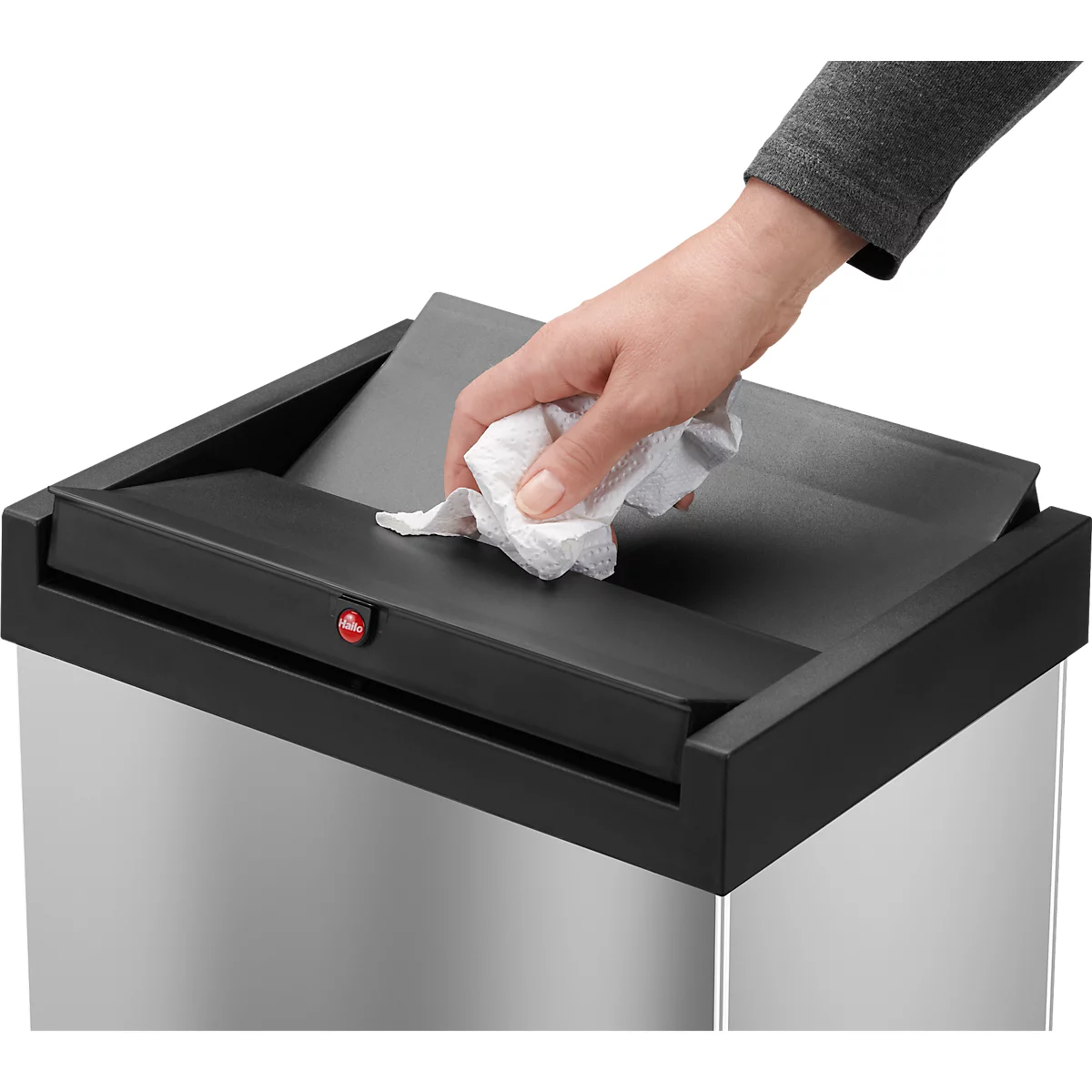 Collecteur de déchets Big-Box Swing XL Hailo, 52 L, rectangulaire, couvercle basculant, inox