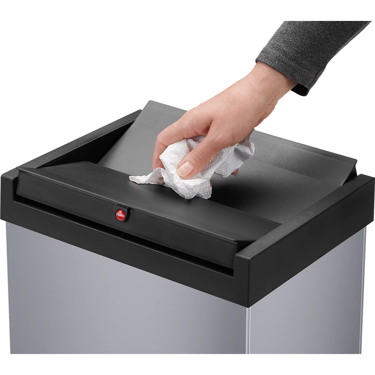 Collecteur de déchets Big-Box Swing XL Hailo, 52 L, rectangulaire, couvercle basculant, tôle d'acier, argent