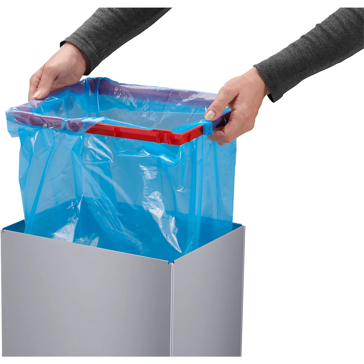 Collecteur de déchets Big-Box Swing XL Hailo, 52 L, rectangulaire, couvercle basculant, tôle d'acier, argent