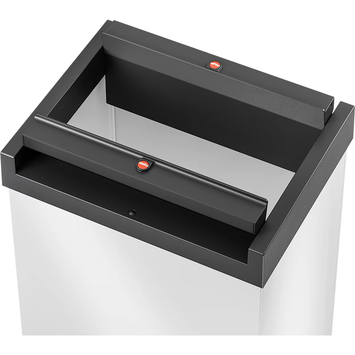 Collecteur de déchets Big-Box Swing XL Hailo, 52 L, rectangulaire, couvercle basculant, tôle d'acier, blanc
