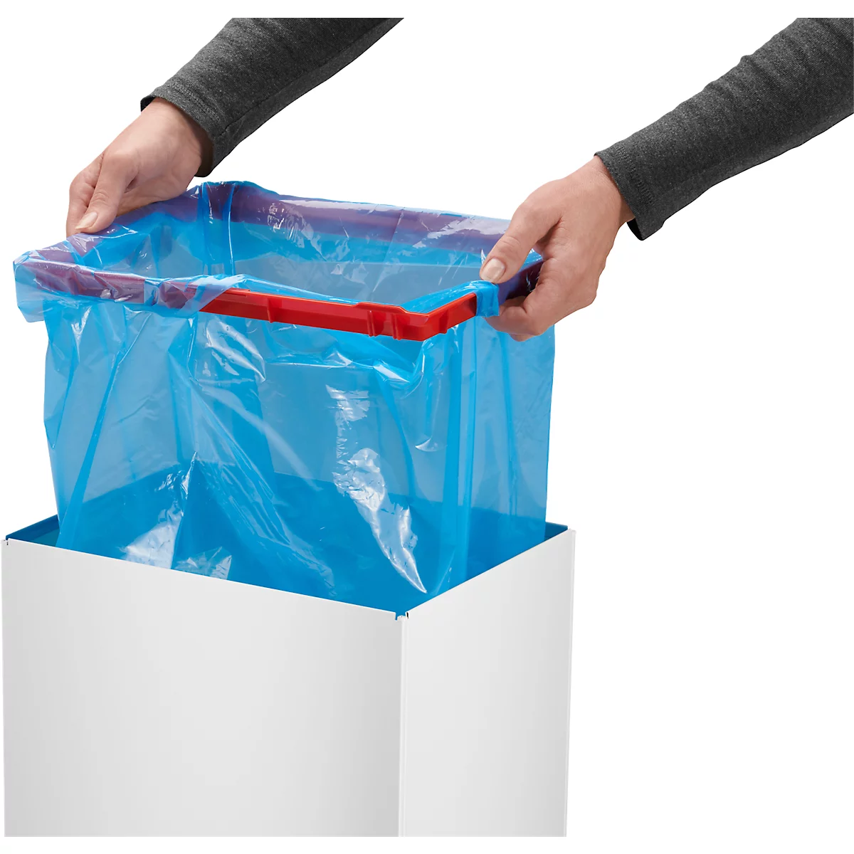 Collecteur de déchets Big-Box Swing XL Hailo, 52 L, rectangulaire, couvercle basculant, tôle d'acier, blanc