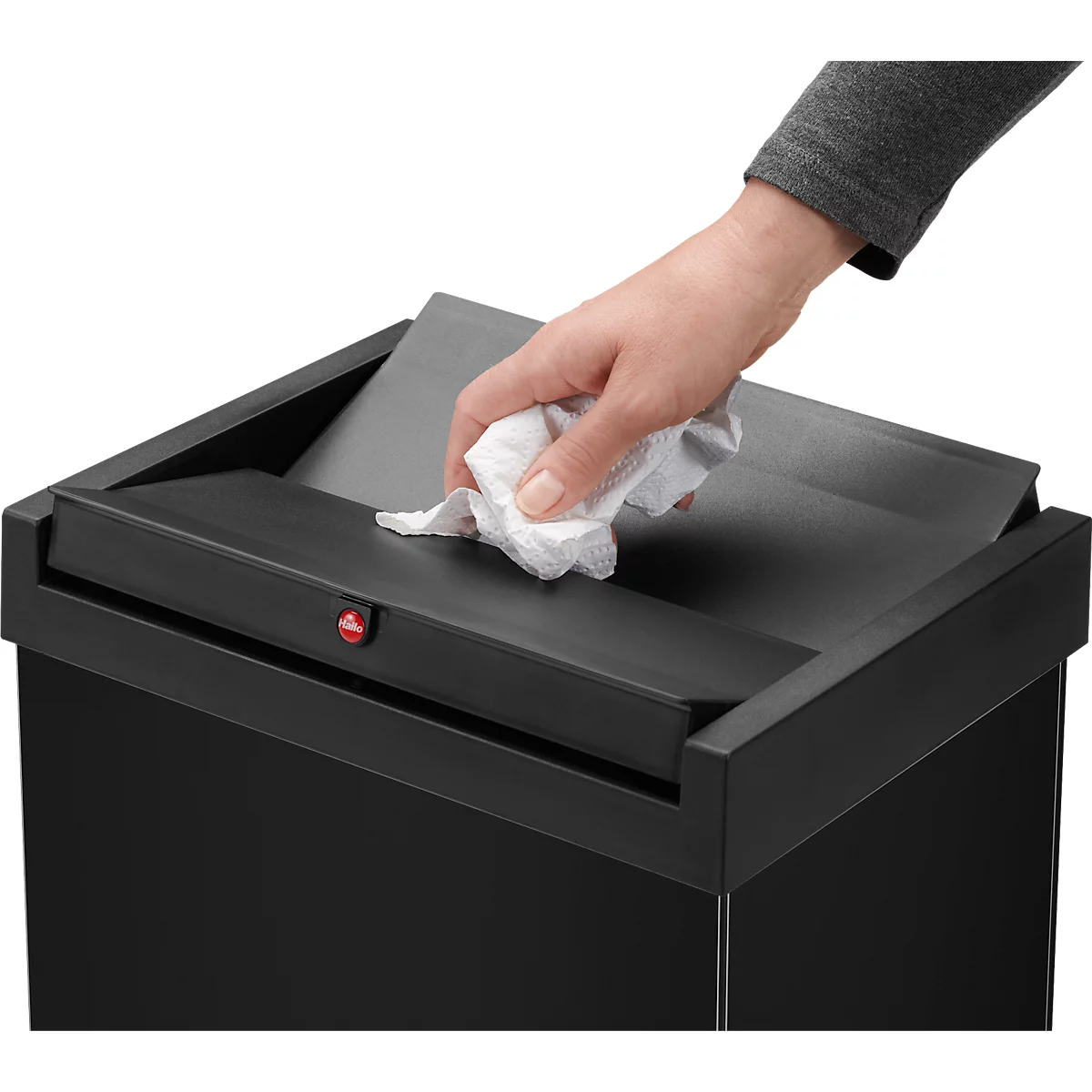 Collecteur de déchets Big-Box Swing XL Hailo, 52 L, rectangulaire, couvercle basculant, tôle d'acier, noir