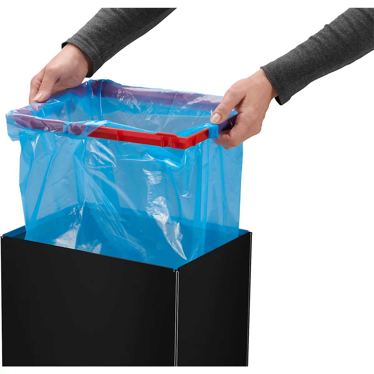Collecteur de déchets Big-Box Swing XL Hailo, 52 L, rectangulaire, couvercle basculant, tôle d'acier, noir
