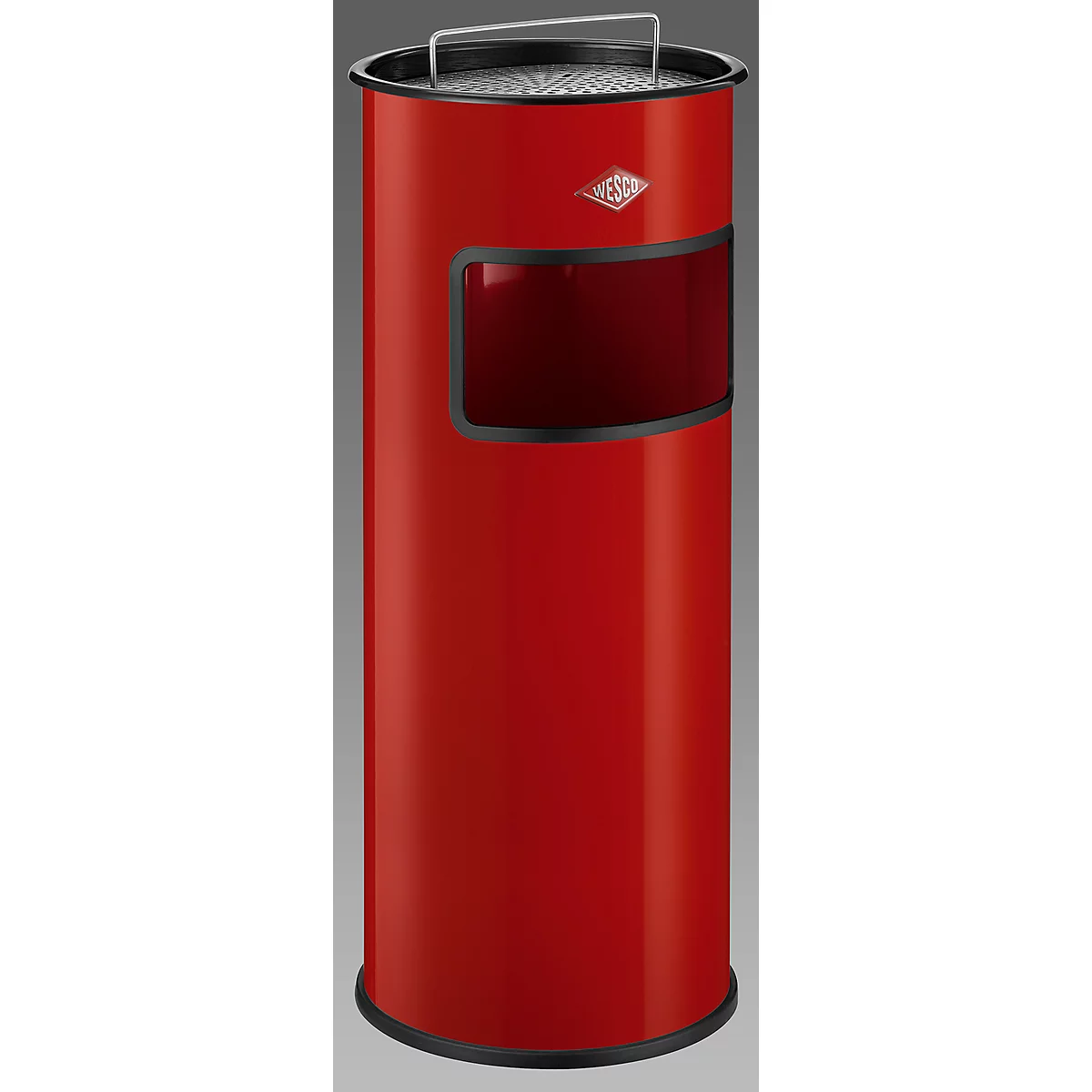 Collecteur de déchets/cendrier sur pied, rouge, 30 litres