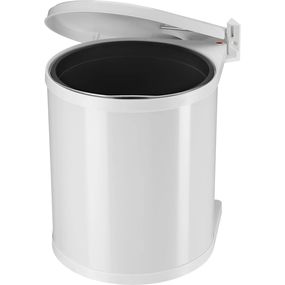 Collecteur de déchets Compact-Box M Hailo, 15 L, rond, couvercle pivotant-basculant, tôle d'acier, blanc