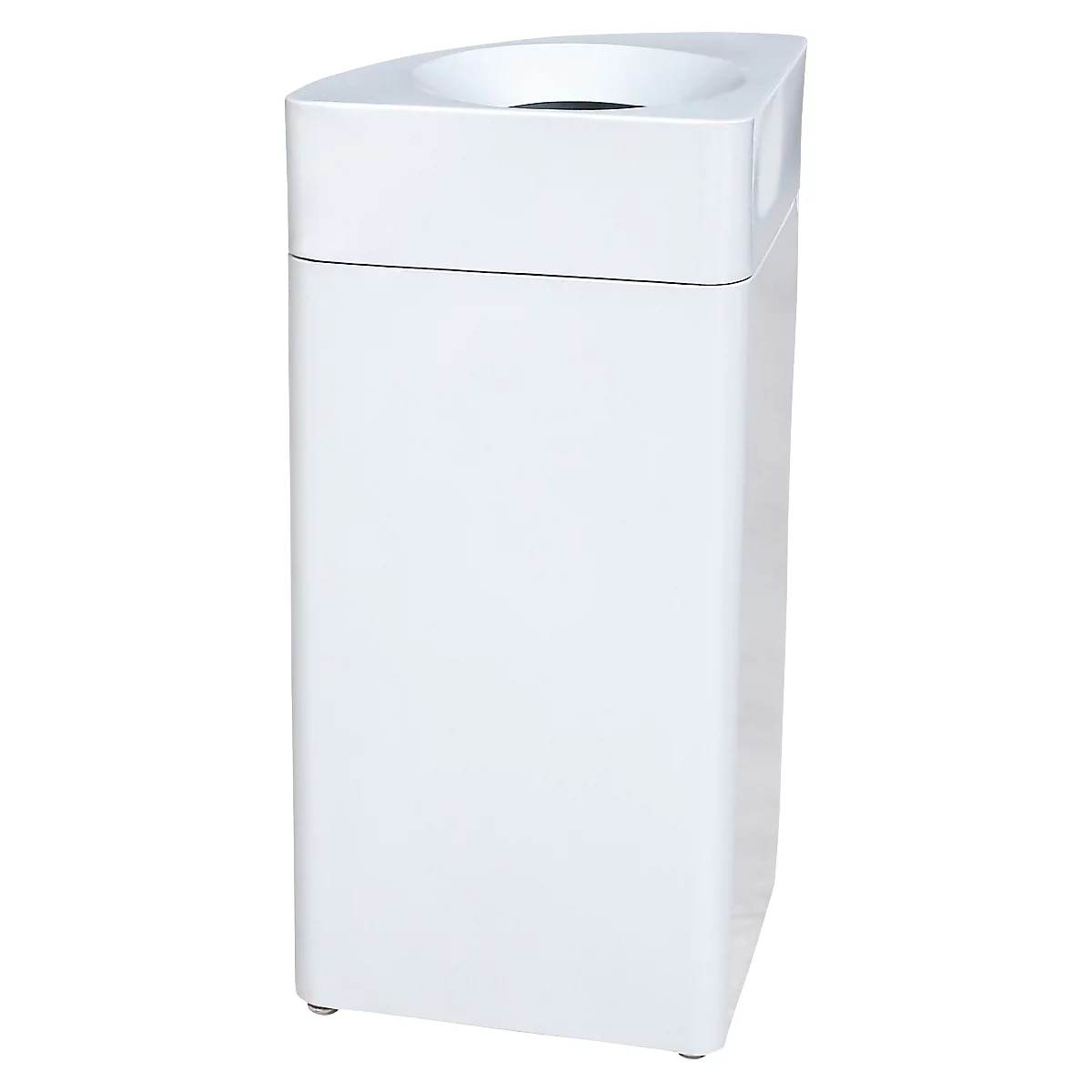 Collecteur de déchets Orgavente, acier, volume 30 L, triangle, l. 350 x P 350 x H 760 mm, bac autoextinguible, blanc