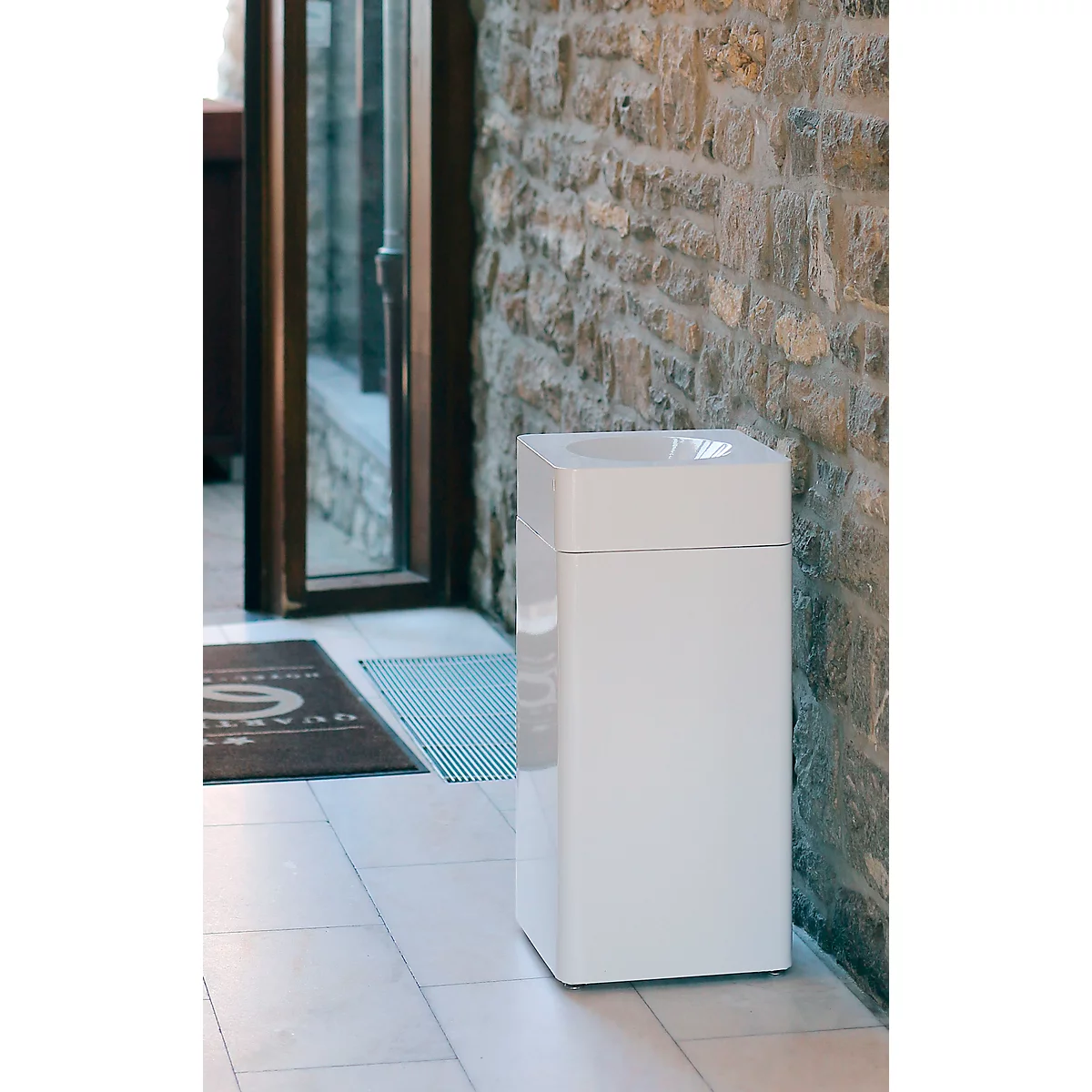 Collecteur de déchets Orgavente, acier, volume 40 L, rectangulaire, l. 350 x P 350 x H 790 mm, bac autoextinguible, blanc