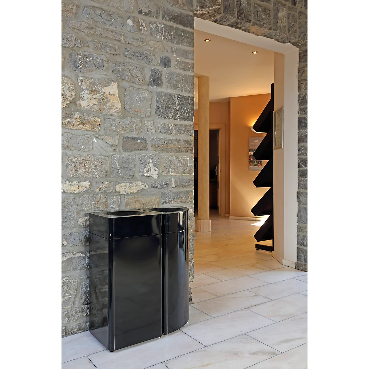 Collecteur de déchets Orgavente, acier, volume 40 L, rectangulaire, l. 350 x P 350 x H 790 mm, bac autoextinguible, noir