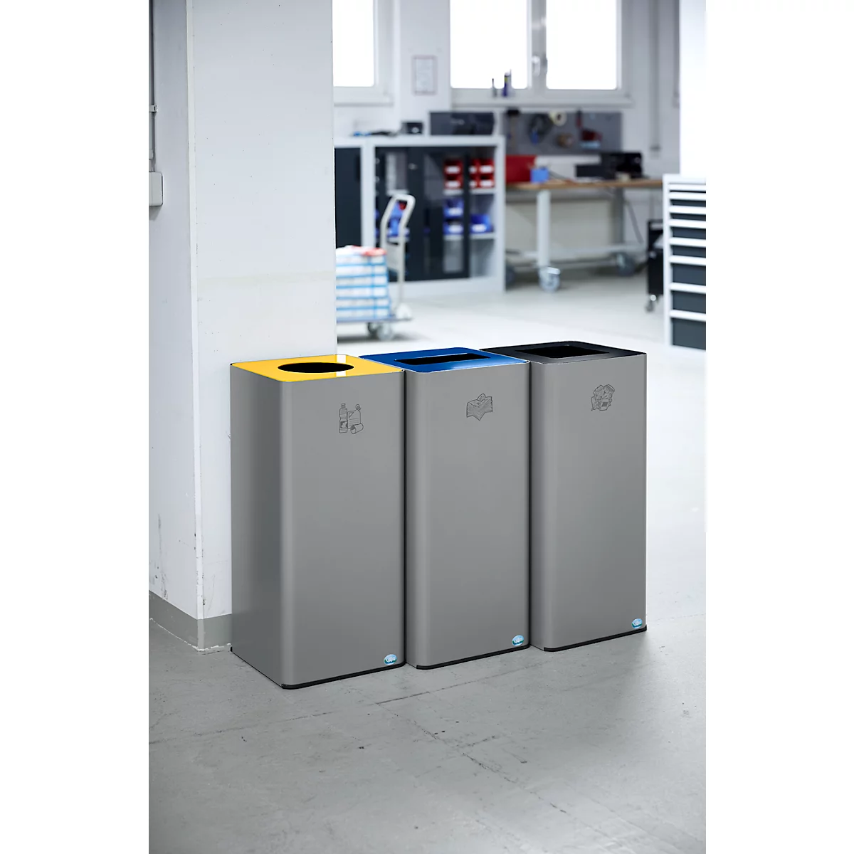 Collecteur de déchets recyclables Quadro VAR - acier - 3 x 81 L - galvanisé