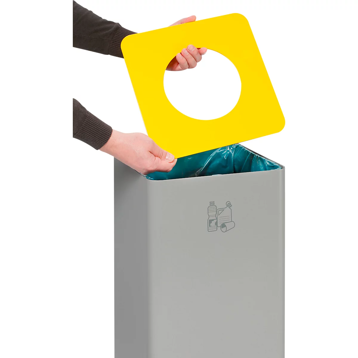 Collecteur de déchets recyclables Quadro VAR - acier - 3 x 81 L - galvanisé
