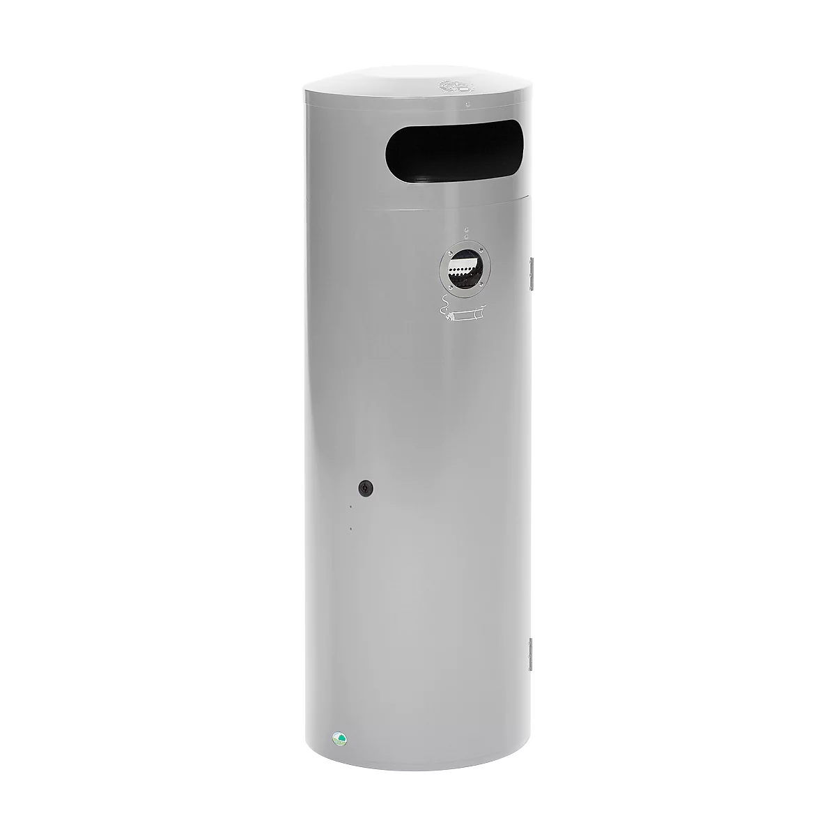 Collecteur de déchets VAR KS 90, rond, volume 90 l, avec cendrier intérieur, verrouillable, autoextinguible, avec seau intérieur, tôle d'acier, argenté
