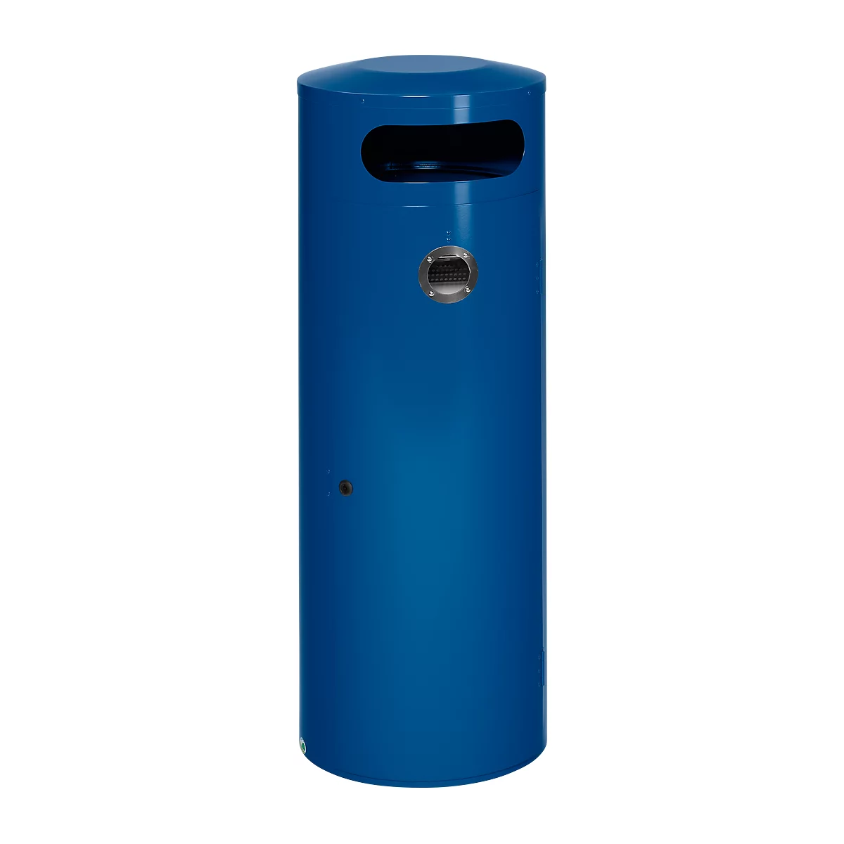 Collecteur de déchets VAR KS 90, rond, volume 90 l, avec cendrier intérieur, verrouillable, autoextinguible, avec seau intérieur, tôle d'acier, bleu gentiane