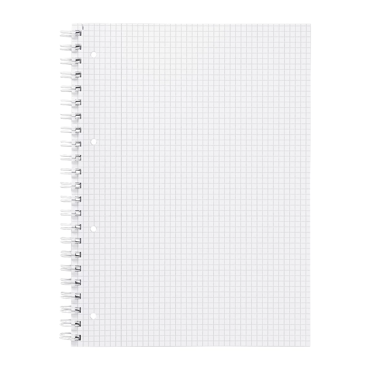 A white graph paper notebook with spiral binding.