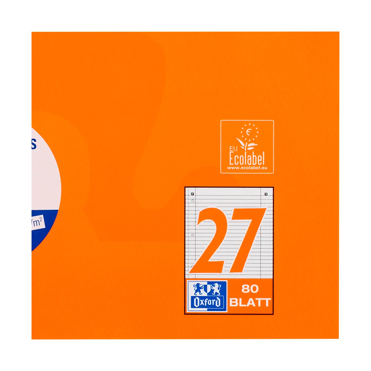Collegeblock Oxford A4+, 80 feuilles, 90g/m², 4x perforé, marge droite et gauche, ligné, 10 pces