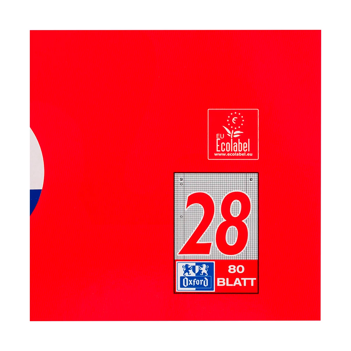 Collegeblock Oxford A4+, 80 feuilles, 90g/m², 4x perforé, marge droite et gauche, quadrillé, 10 pces