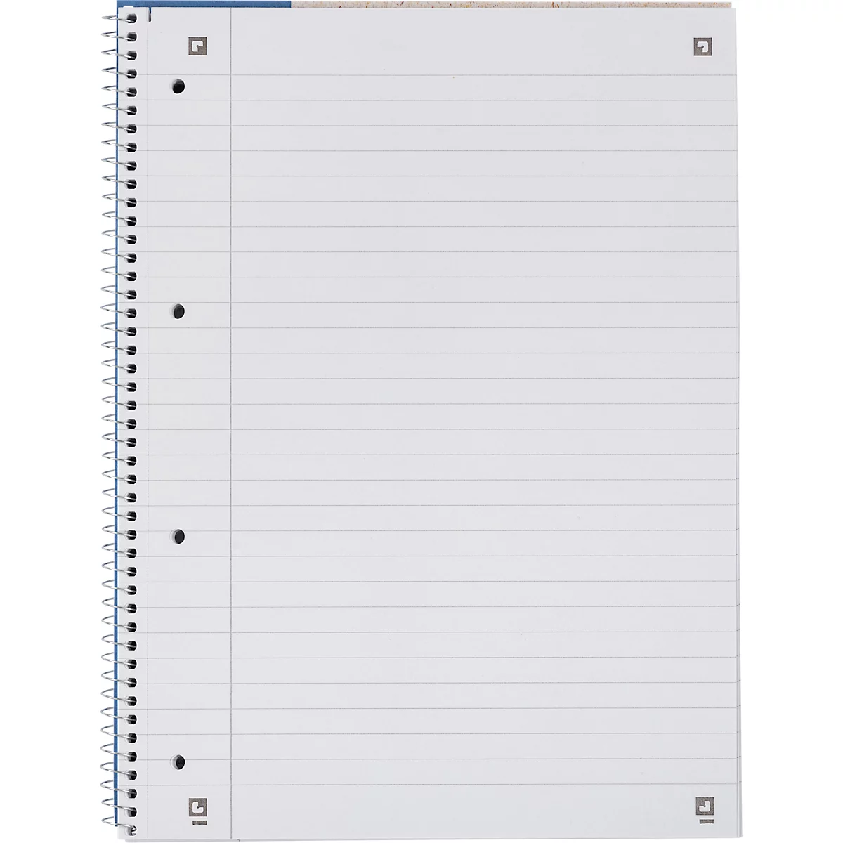 Collegeblock Oxford Recycling, 80 Blatt, DIN A4+, 90 g/m², 4fach gelocht, Spiralbindung, OPTIK PAPER®, mikroperforiert, liniert, Rand links, blau