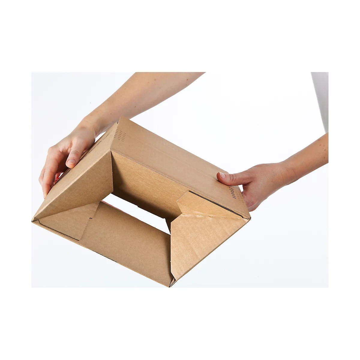 ColomPac carton pliable Eurobox S, fermeture autocollante &amp; fil d'arrachage, pliage en Z, peut être combiné avec des palettes Euro, extérieur L 150 x l 100 x H 150 mm, intérieur L 95 mm, 20 pièces, carton ondulé, brun