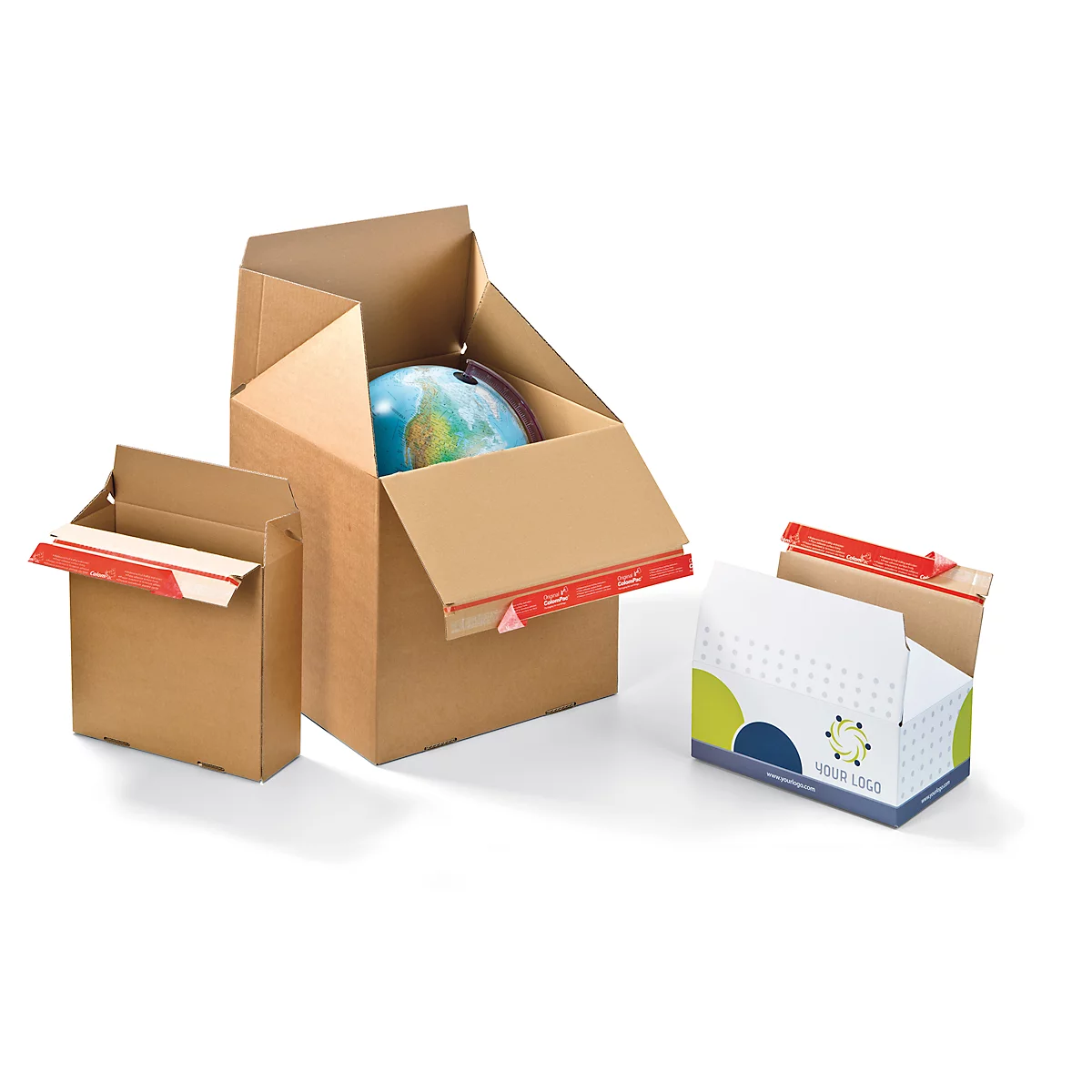 ColomPac carton pliable Eurobox S, fermeture autocollante &amp; fil d'arrachage, pliage en Z, peut être combiné avec des palettes Euro, extérieur L 150 x l 100 x H 150 mm, intérieur L 95 mm, 20 pièces, carton ondulé, brun