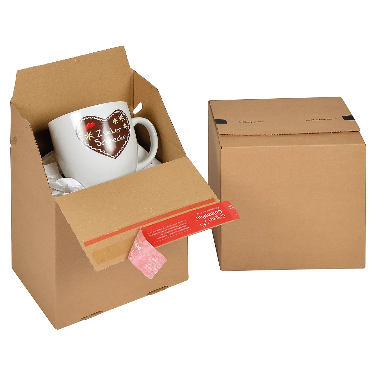 ColomPac carton pliable Eurobox S, fermeture autocollante &amp; fil d'arrachage, pliage en Z, peut être combiné avec des palettes Euro, extérieur L 200 x l 150 x H 200 mm, intérieur L 194 mm, 20 pièces, carton ondulé, brun