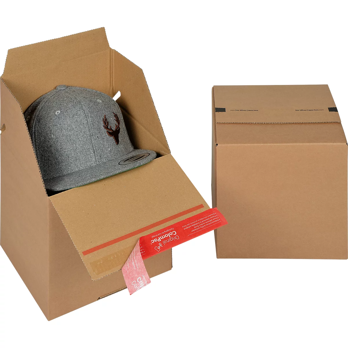 ColomPac carton pliable Eurobox S, fermeture autocollante &amp; fil d'arrachage, pliage en Z, peut être combiné avec des palettes Euro, extérieur L 200 x l 200 x H 200 mm, intérieur L 194 mm, 20 pièces, carton ondulé, brun