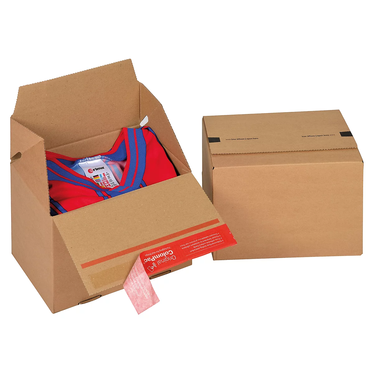 ColomPac Faltkarton Eurobox S, Selbstklebeverschluss & Aufreißfaden, Z-Faltung, kombinierbar mit Euro-Paletten, außen L 200 x B 150 x H 150 mm, innen B 145 mm, 20 Stück, Wellpappe, braun