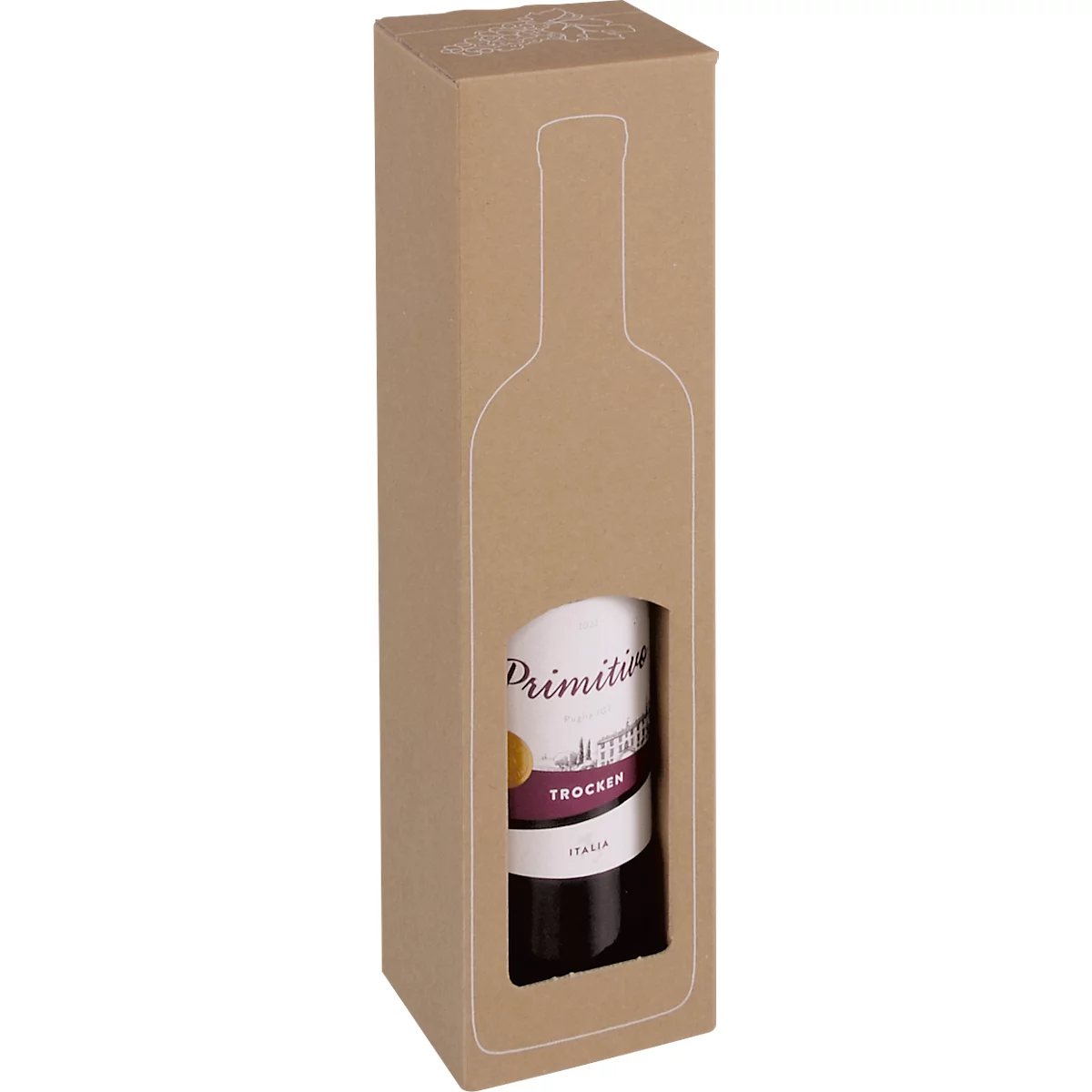 ColomPac SAWP wijnkarton, voor 1 fles, L 93 x B 93 x H 374 mm, golfkarton, kraftbruin, 10 stuks