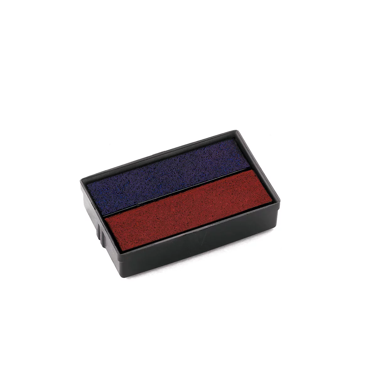 Tampon encreur noir et rouge avec deux champs séparés. Sur fond blanc.