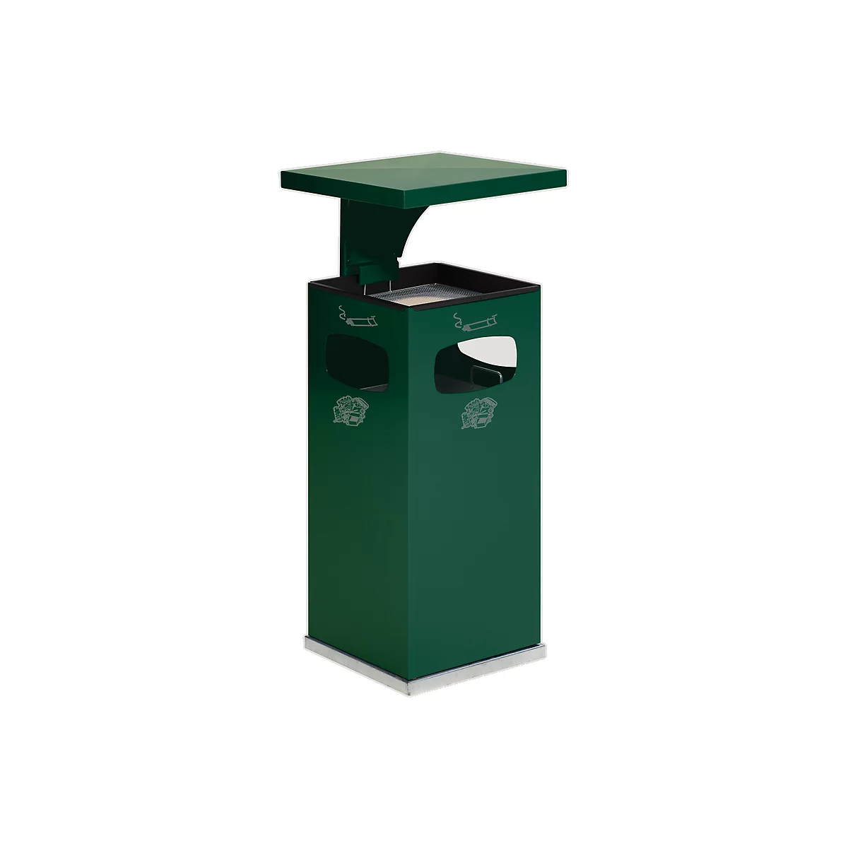 Combi-asbak B32, met dak, incl. binnenwerk, groen
