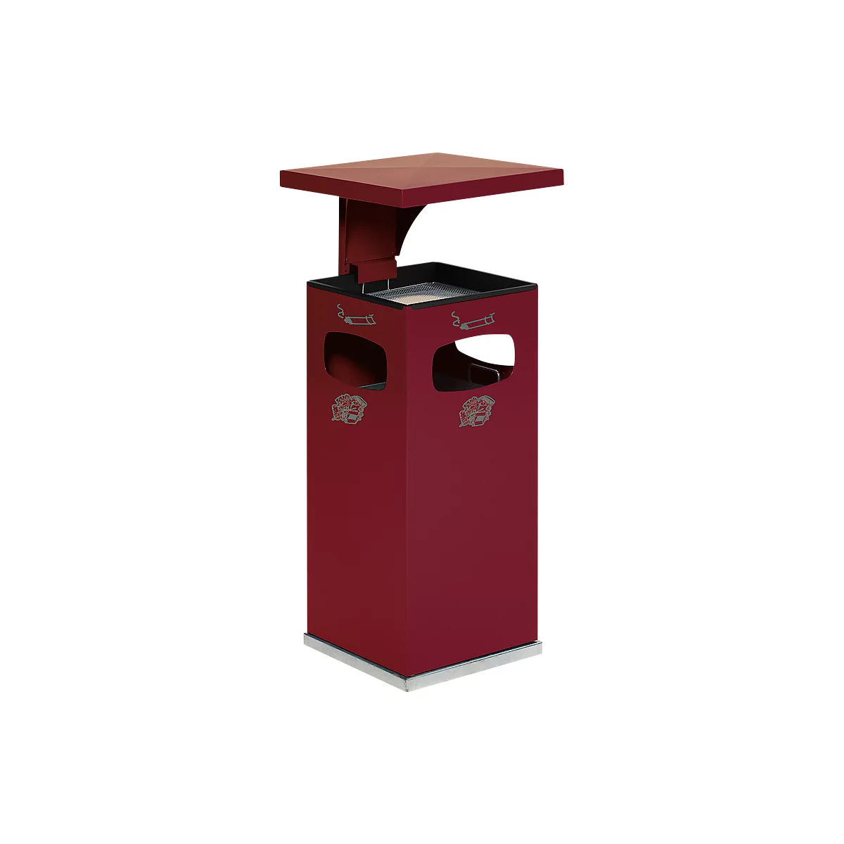 Combi-asbak B32, met dak, incl. binnenwerk, rood