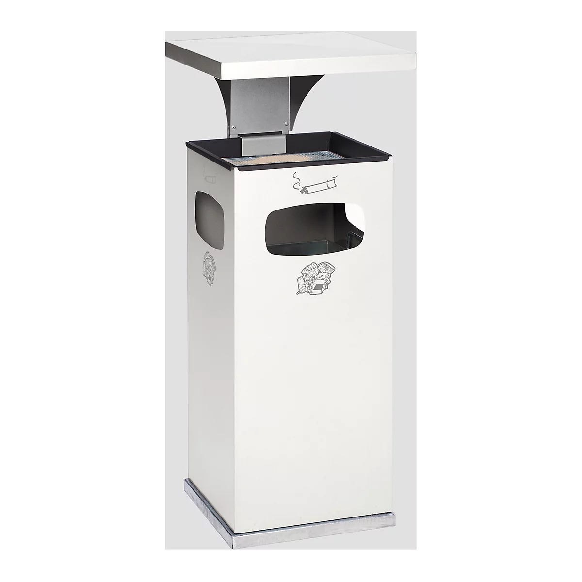 Combi-asbak B32, met dak, incl. binnenwerk, wit