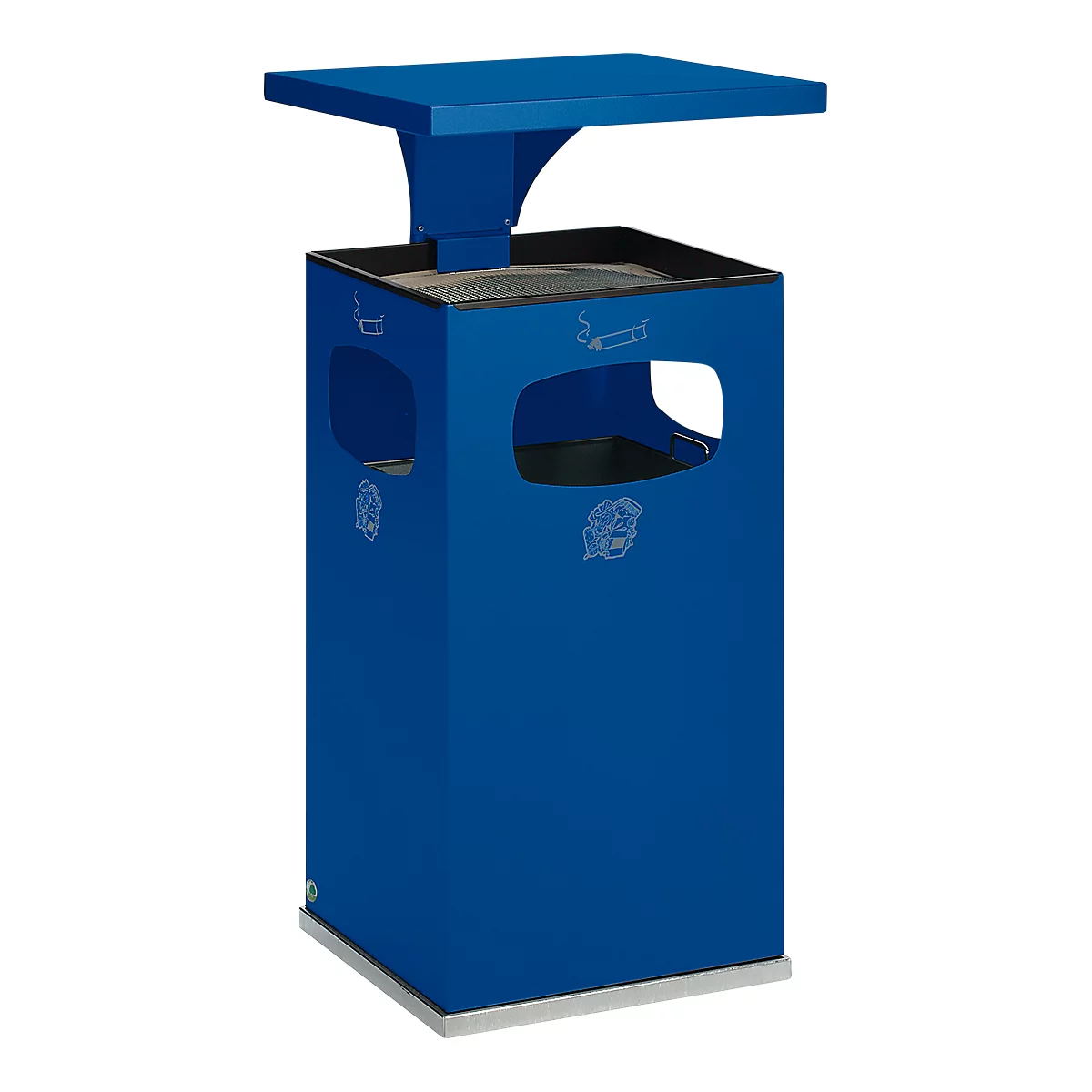 Combi-asbak B42, met dak, incl. binnenwerk, blauw