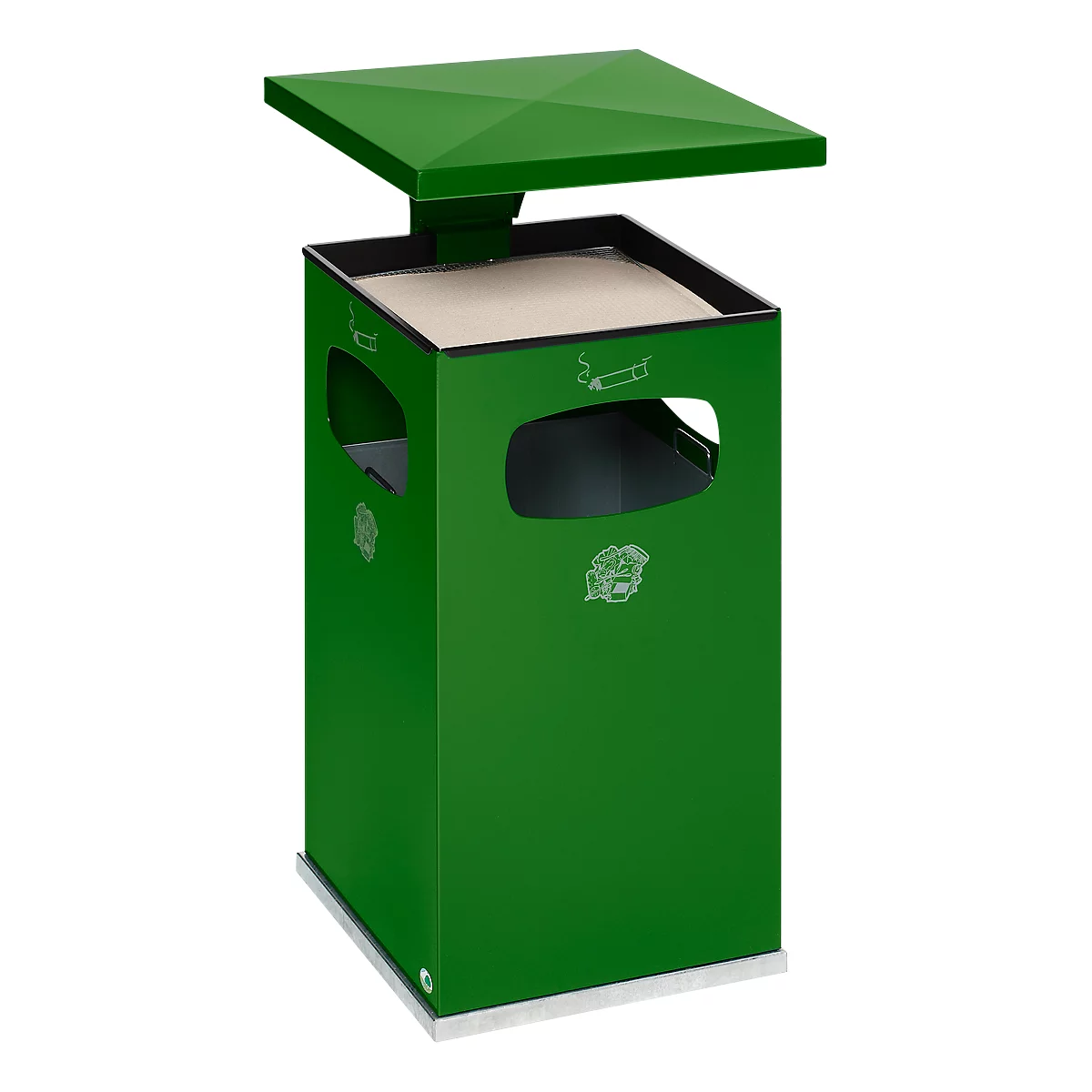 Combi-asbak B42, met dak, incl. binnenwerk, groen