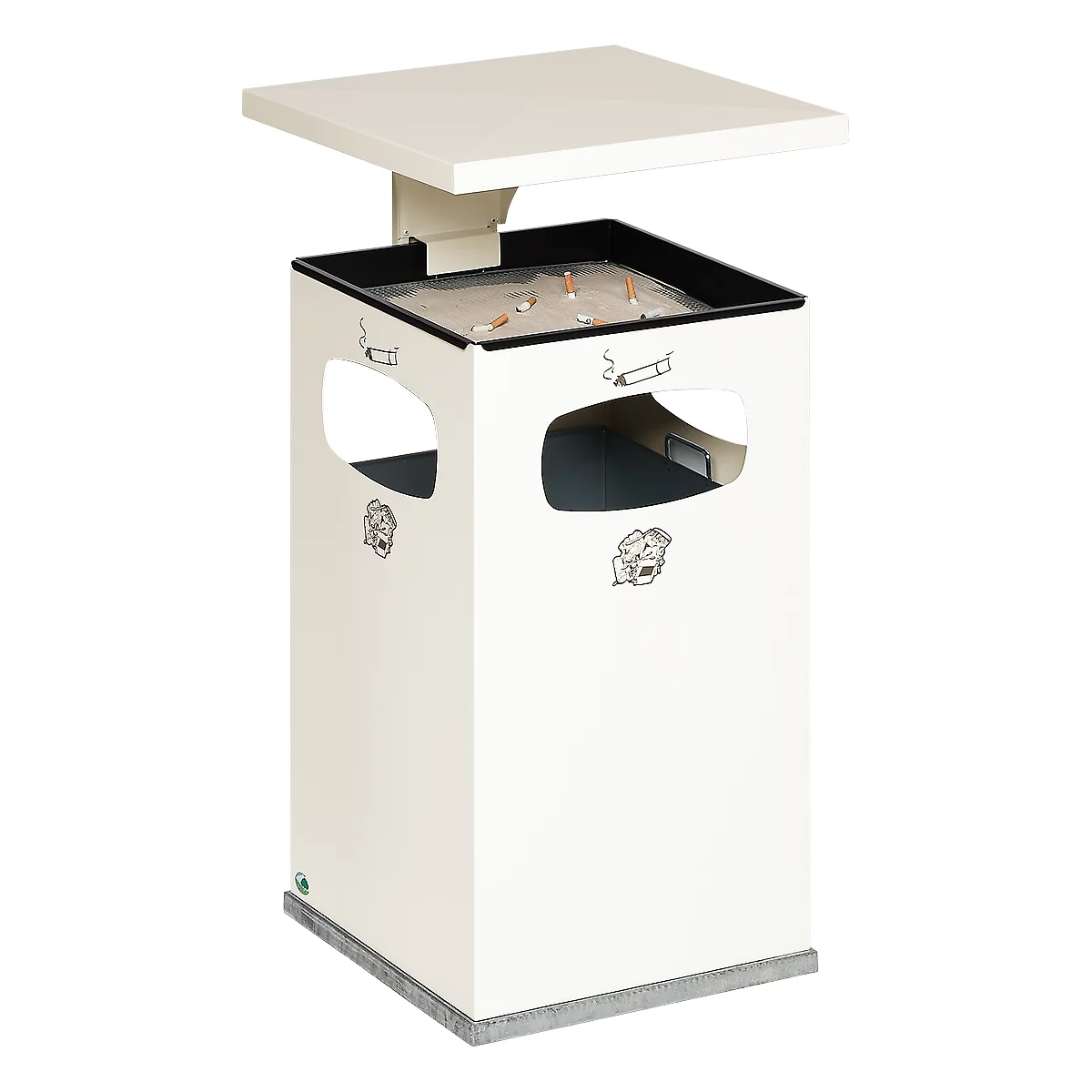 Combi-asbak B42, met dak, incl. binnenwerk, wit