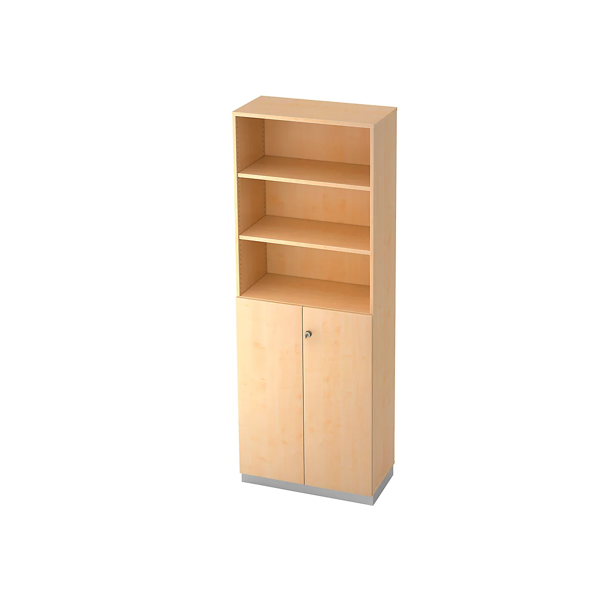 Combi-boekenkast, 6 OH, 3 open vakken + 2 afsluitbare deuren, B 800 x D 420 x 2210 mm, ahorndecor