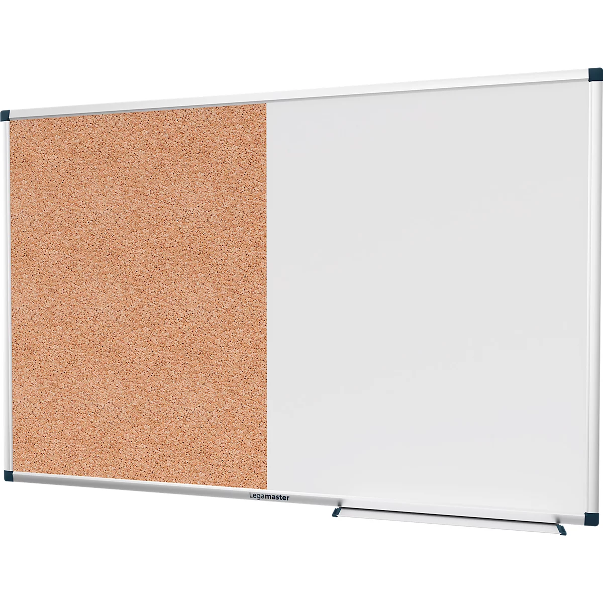 Combibord Legamaster UNITE, prikbord &amp; whiteboard, B 900 x D 12,6 x H 600 mm, gelakt staal &amp; natuurkurk, wit &amp; bruin