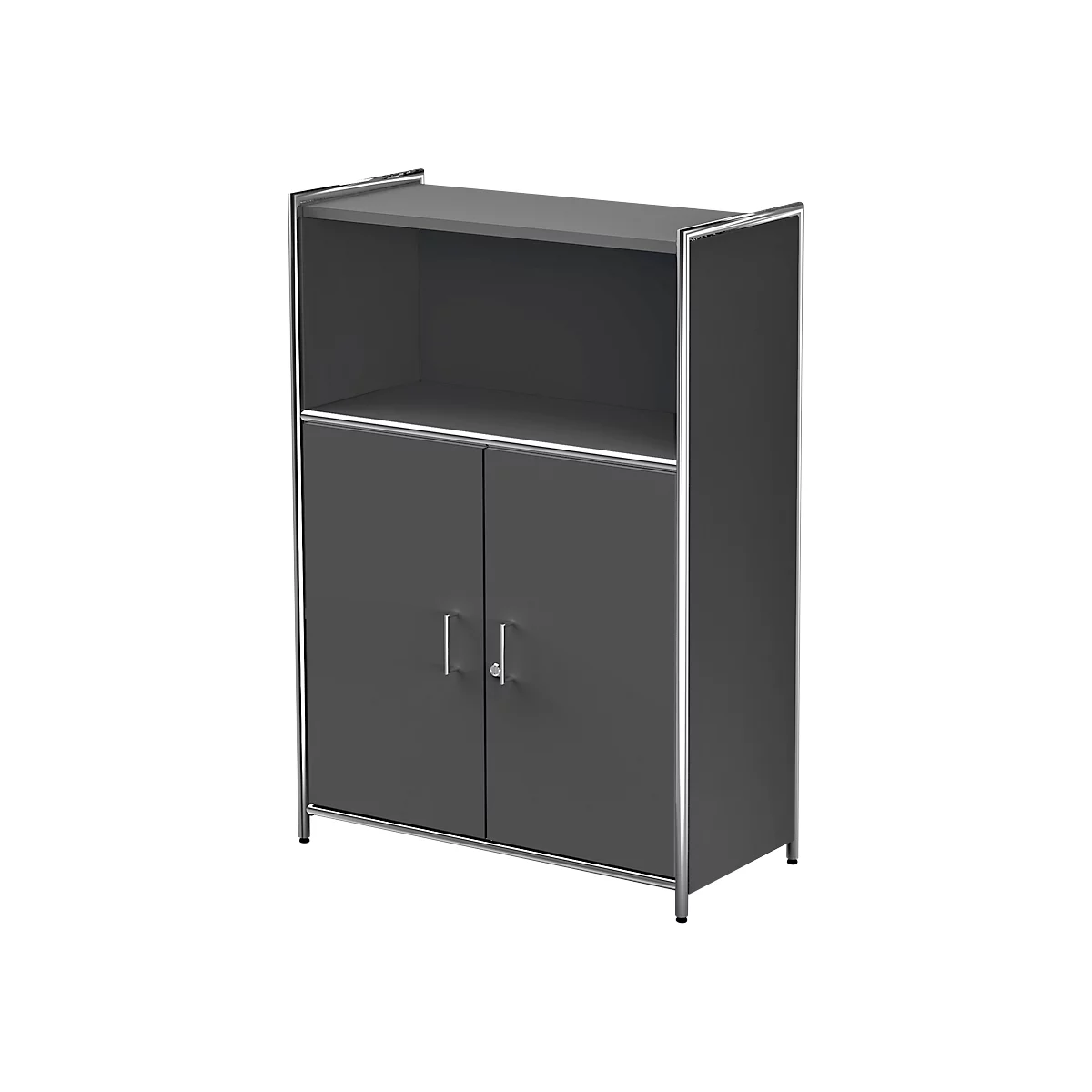 Combikast Toledo, met zicht-achterwand, afsluitbaar, 3 ordnerhoogten, 1 vak, B 800 x D 380 mm, antraciet