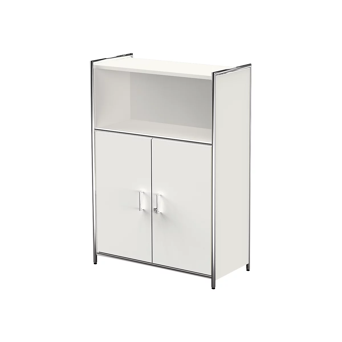 Combikast Toledo, met zicht-achterwand, afsluitbaar, 3 ordnerhoogten, 1 vak, B 800 x D 380 mm, wit