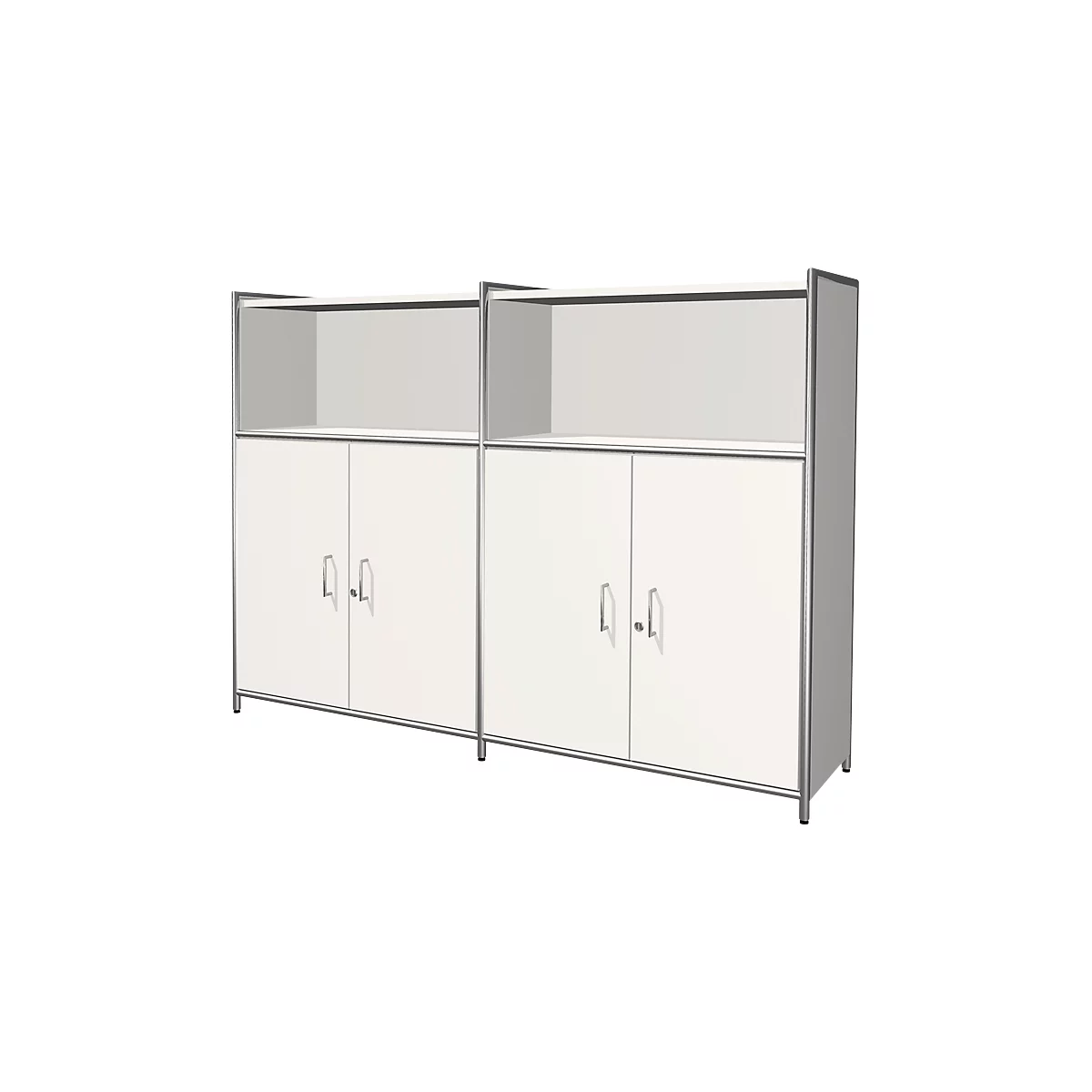Combikast Toledo, met zicht-achterwand, afsluitbaar, 3 ordnerhoogten, 2 vakken, B 1580 x D 380 mm, wit
