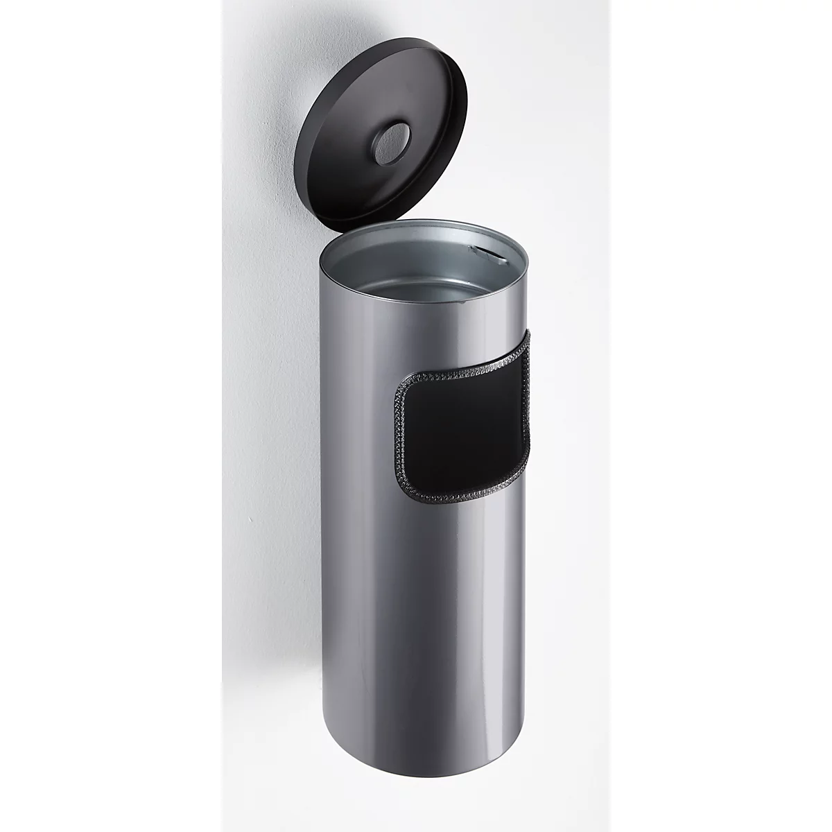 Combinatie-asbak, afvalvolume van 5,6 l, moeilijk ontvlambaar, kantelinrichting, incl. bevestigingsmateriaal, Ø 180 x H 400 mm, metaal, grafietgrijs