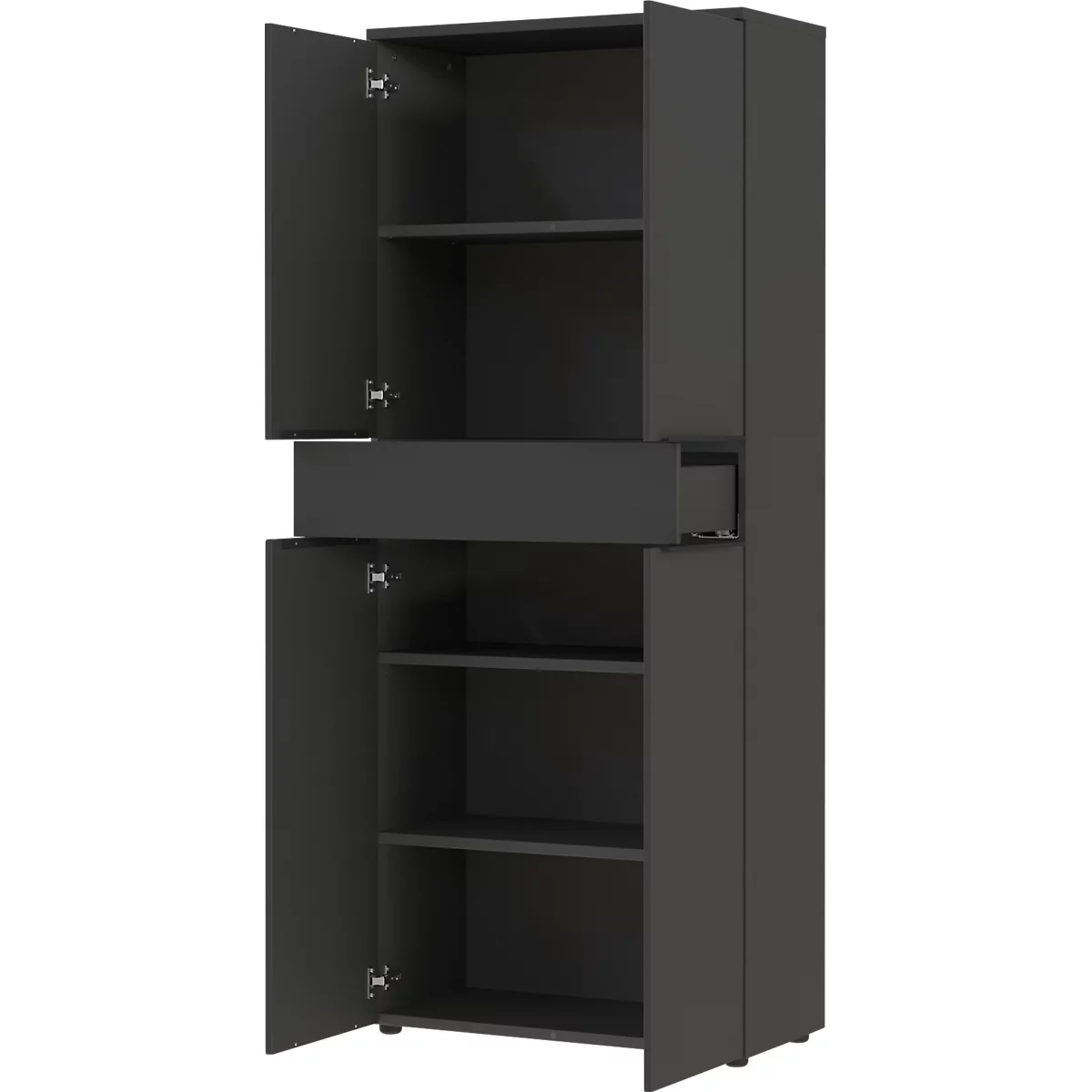 Combinatiekast Porto, 1 lade, 4 deuren en 3 legplanken, 4 OH, B 810 x D 400 x H 1970 mm, grafiet