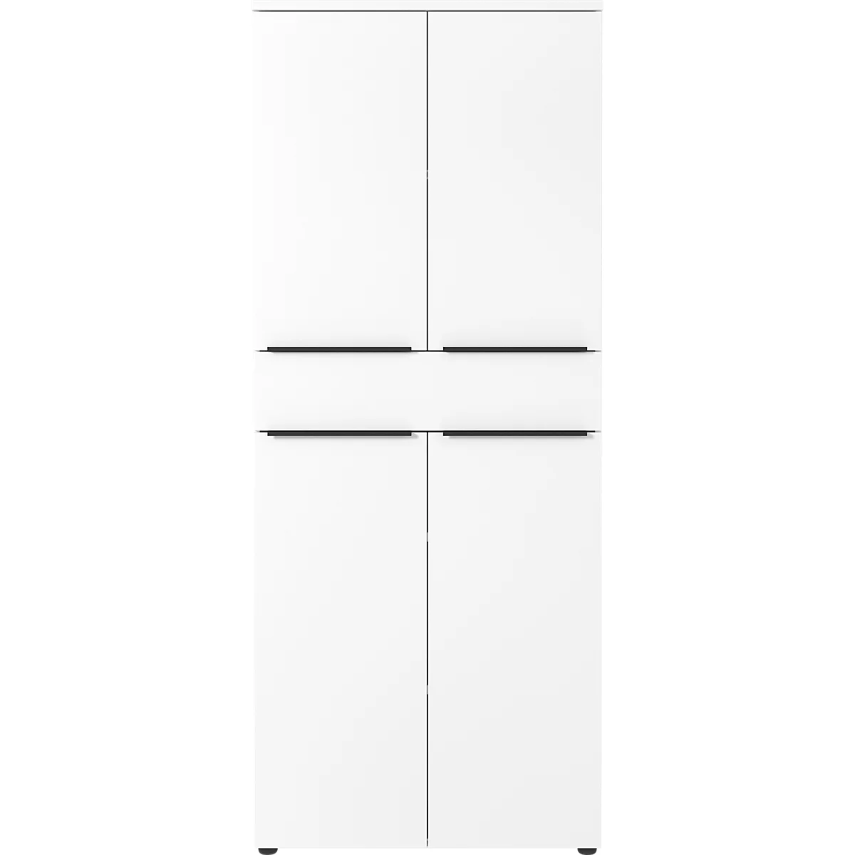 Combinatiekast Porto, 1 lade, 4 deuren en 3 legplanken, 4 OH, B 810 x D 400 x H 1970 mm, wit