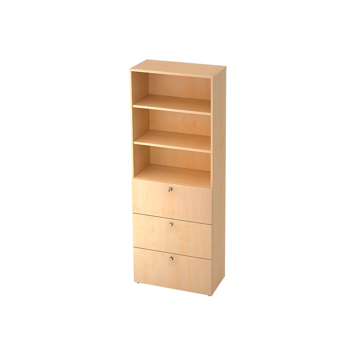 Combinatiekast TOPAS LINE, 6 dossierhoogtes, legbord en hangmappensysteem, decor ahorn/mapeldoorn