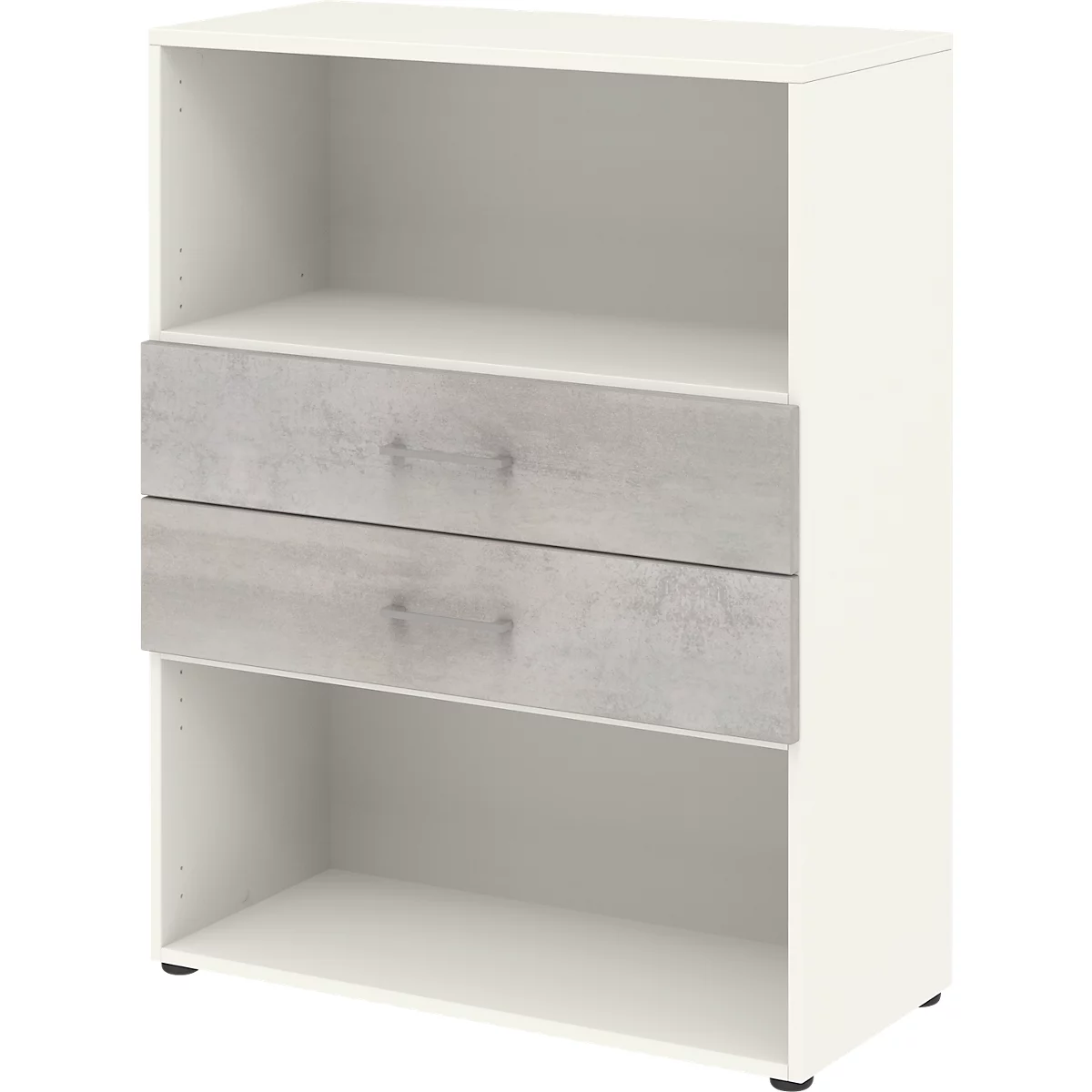 Combinatierek met 2 laden TEMPIO - van hout - B 800 x D 340 x H 1070 mm - wit/beton