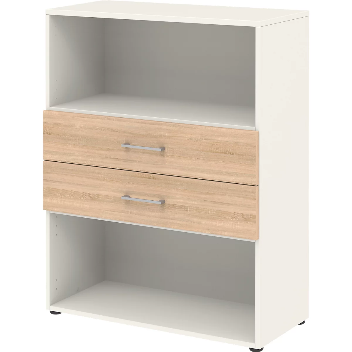 Combinatierek met 2 laden TEMPIO - van hout - B 800 x D 340 x H 1070 mm - wit/Sonoma eik