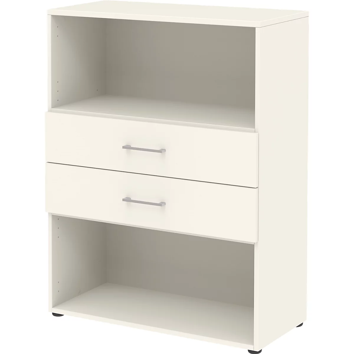 Combinatierek met 2 laden TEMPIO - van hout - B 800 x D 340 x H 1070 mm - wit/wit