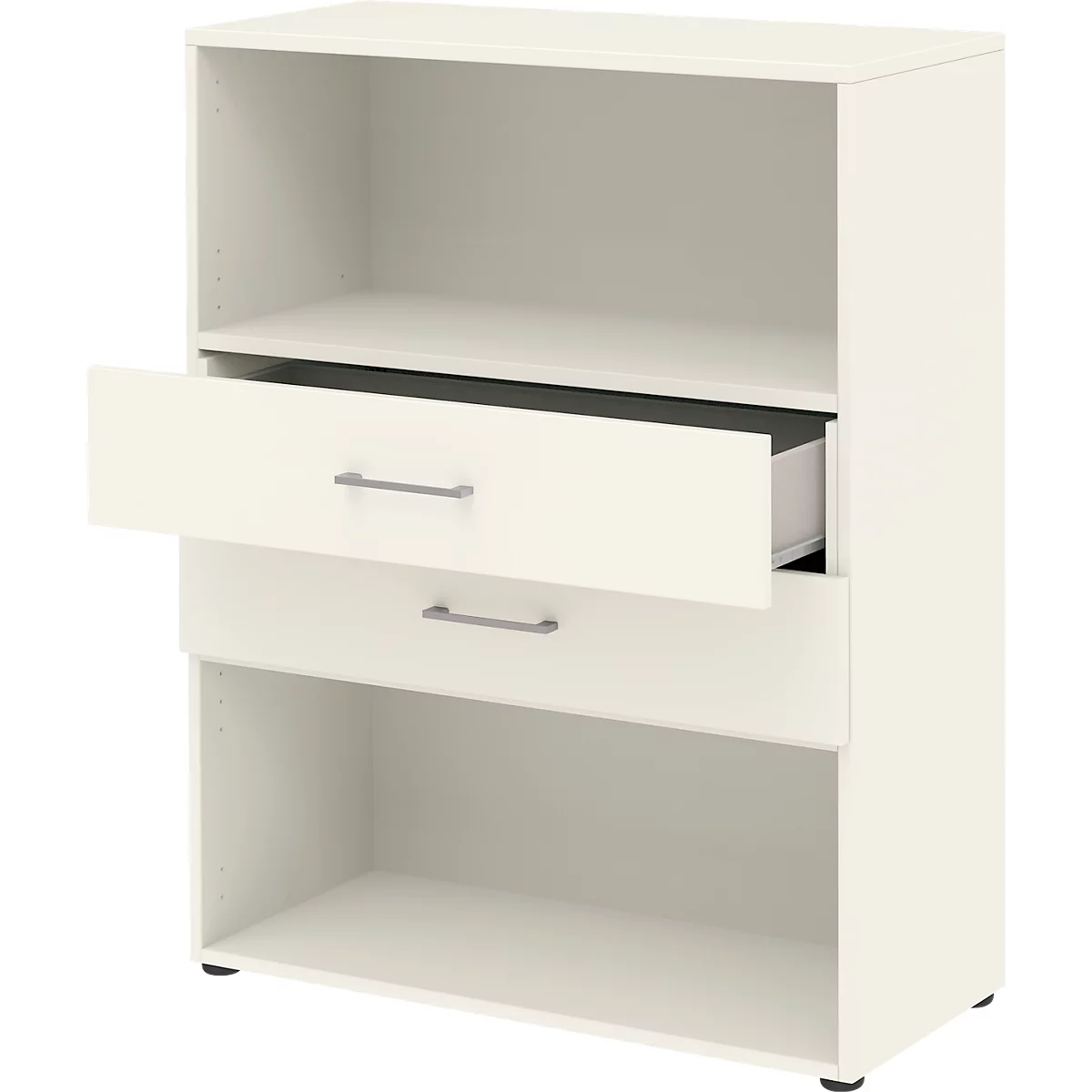 Combinatierek met 2 laden TEMPIO - van hout - B 800 x D 340 x H 1070 mm - wit/wit